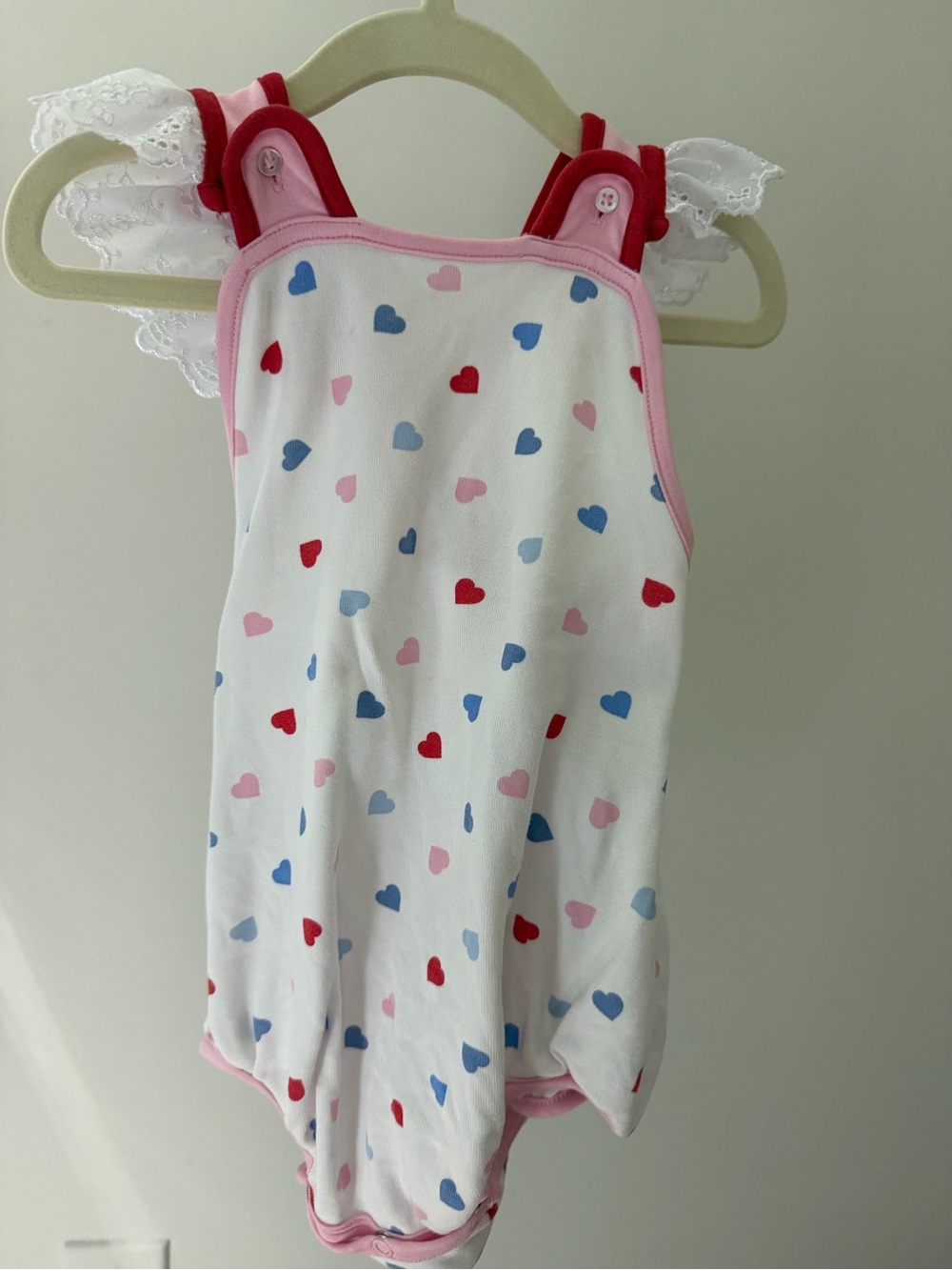 The Beaufort Bonnet Company Heart-Print Sleeveless Bubble Romper - Pink/Red/Blue